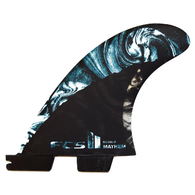 surfboard fins for fish-style boards-FCS II MB PC Carbon Tri Quad Fin Set - Blue Multi - Medium