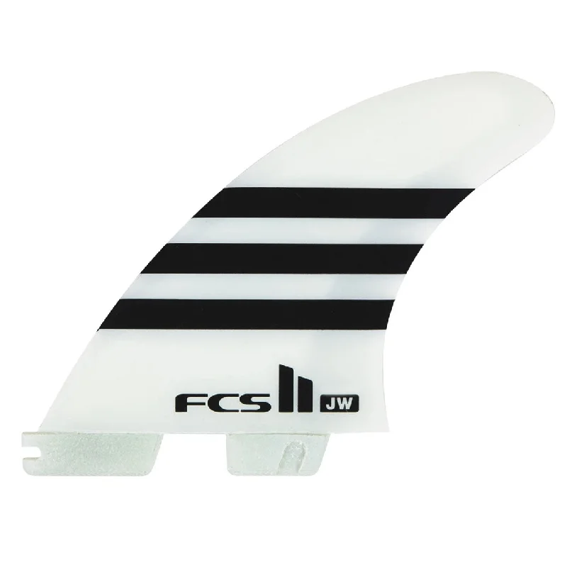 best surfboard fins for beginners-FCS II Julian Wilson PC Aircore Tri Fin Set Black/White - Large