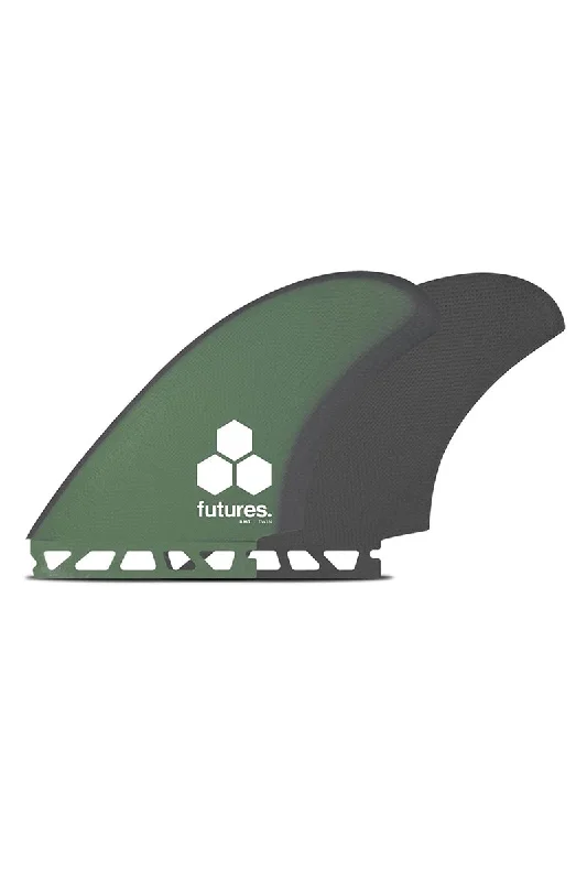 surfboard fins with multiple configurations-Futures Fins Britt Merrick Keel Glass Twin Fin Set - Green / Gray