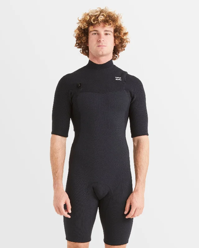 surf clothing with stretch for flexibility-Mens 2/2mm Revo Natural Chest Zip Springsuit