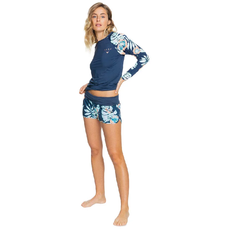 surf clothing for protecting skin from saltwater-Roxy Endless Summer Printed 2" Boardshorts - Mood Indigo Ventura Full