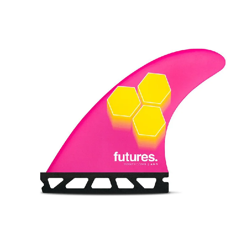 surfboard fins for high-performance surfing-Futures Fins AM3 Thruster Fin - Pink / Yellow