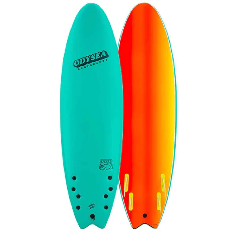 longboard surfboards with soft rails for relaxed surfing-ODYSEA Skipper 6' Quad Soft Surfboard - Emerald