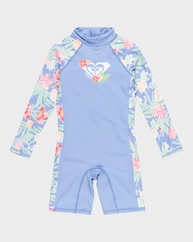 surf clothing with unique color options-Girls 8-16 Tropical Story Springsuit