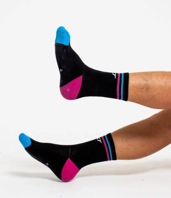 surf clothing with adjustable features-Retro Crew Socks | Black Striped