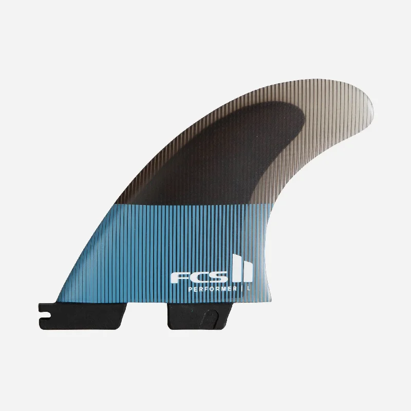 surfboard fins for large wave conditions-FCS Performer II PC Tri Retail Fins - Tranquil Blue