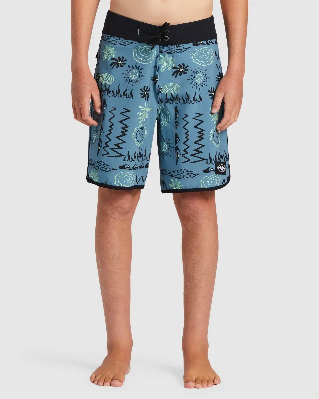 surf clothing for layering-Boys 8-16 Surfsilk Radical Scallop Boardshorts