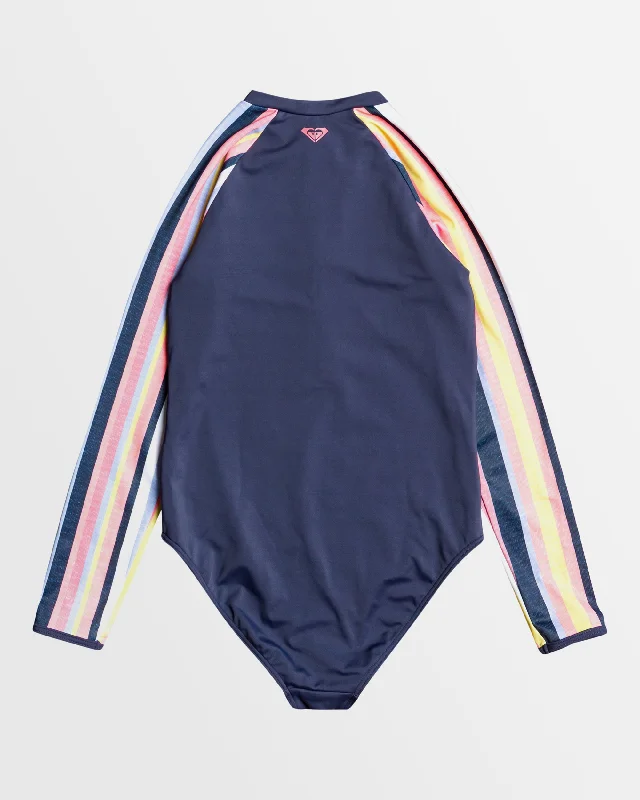 surf clothing with breathable materials-Girls Lovely Shine Onesie Rashguard