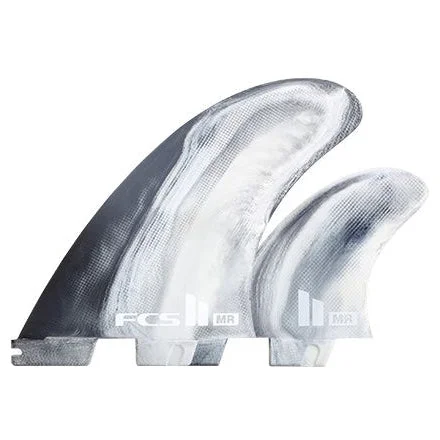 surfboard fins for beginners learning to surf-FCS II Mark Richards PC Twin Fin +1 Set - Black White Swirl