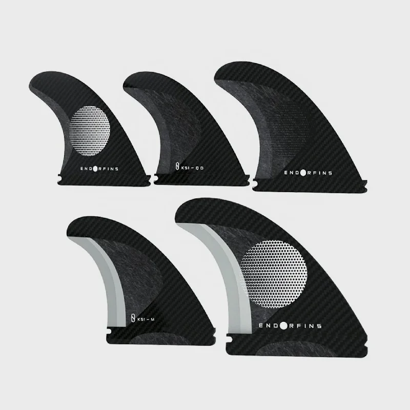 surfboard fins with adjustable setups-Firewire Endorfins KS1 5 Fin Set - Single Tab (Medium) - Black/White