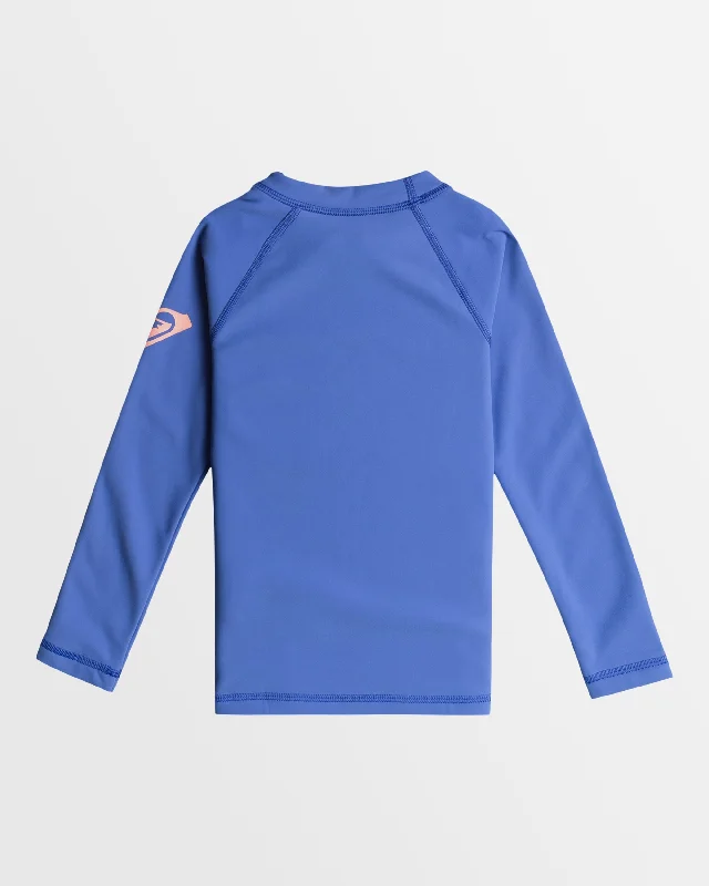 surf clothing for beach volleyball-Girls 2-7 Roxy Heater UPF 50 Long Sleeve Rash Vest Set