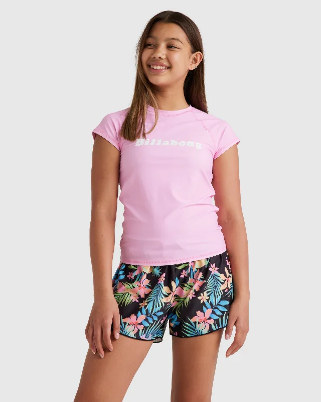 surf clothing for longboarders-Girls 6-14 Heat Wave Rash Vest