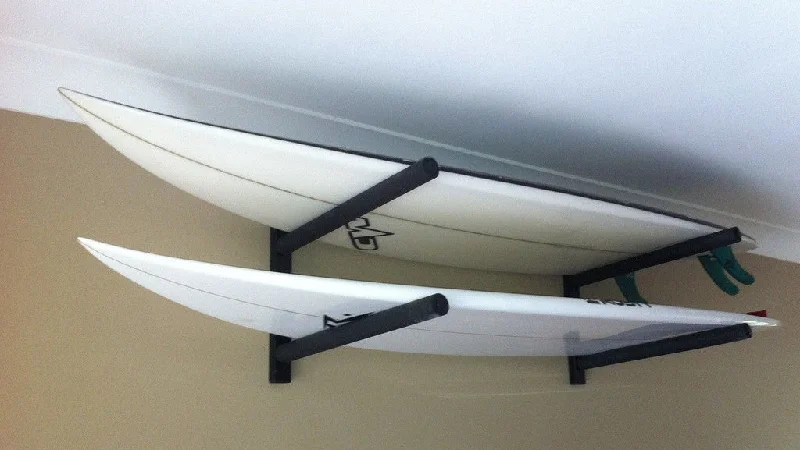 surfboard straps for easy tie-down-Surfboard Wall Rack - Double ALUMINIUM by Curve