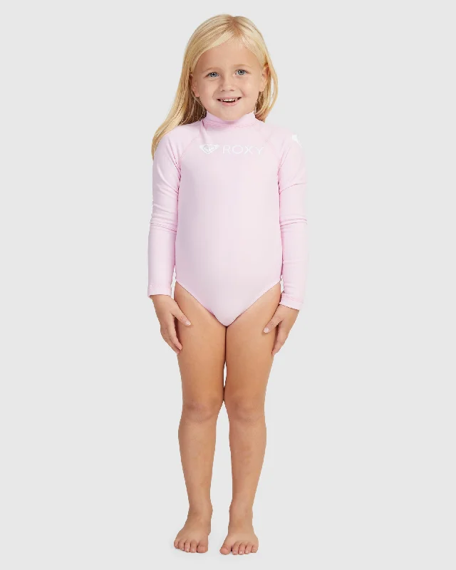 best surf clothing for beach activities-Girls Ls Onesie Heater Tw Rashguard