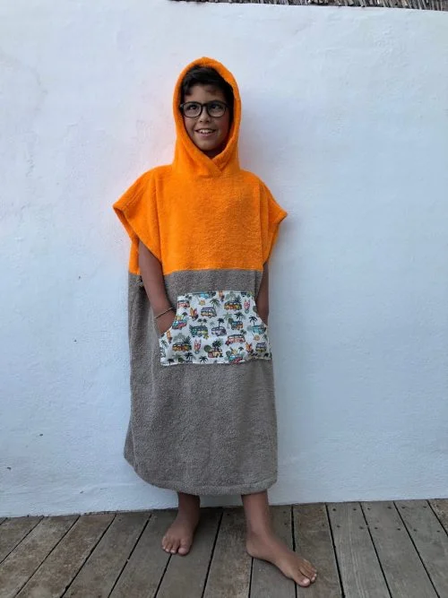 stylish surf clothing for summer-Poncho niño Kids orange