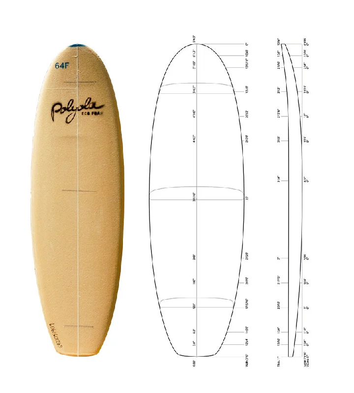 surfboard tailbone guards for protection-6'4" F - Blank Ply Natural