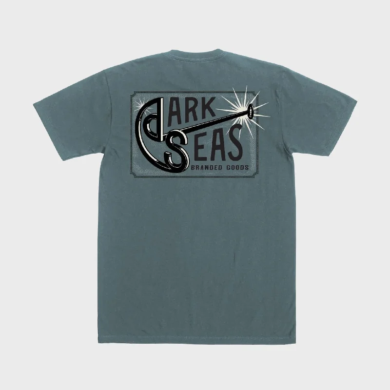 surfboard fins for quicker direction changes-Dark Seas Mens Branding Iron T-Shirt - Blue Fin