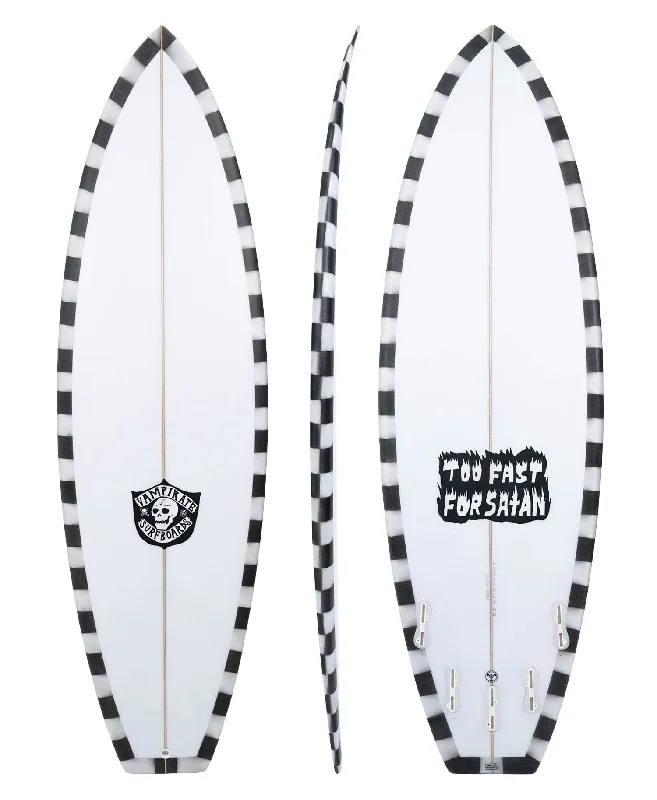 longboard surfboards with responsive flex-VAMPIRATE 'TOO FAST FOR SATAN' HYBRID SHORTBOARD