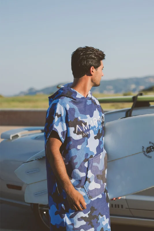 eco-friendly surf clothing brands-Poncho surf- Navy cammo