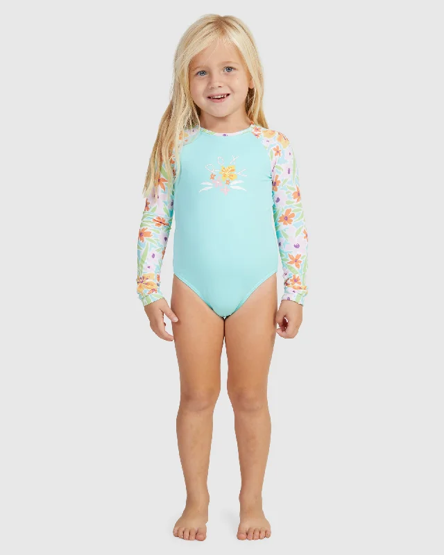 surf clothing with quick-dry fabric-Girls Hawaiian Spirit Onesie Rashguard