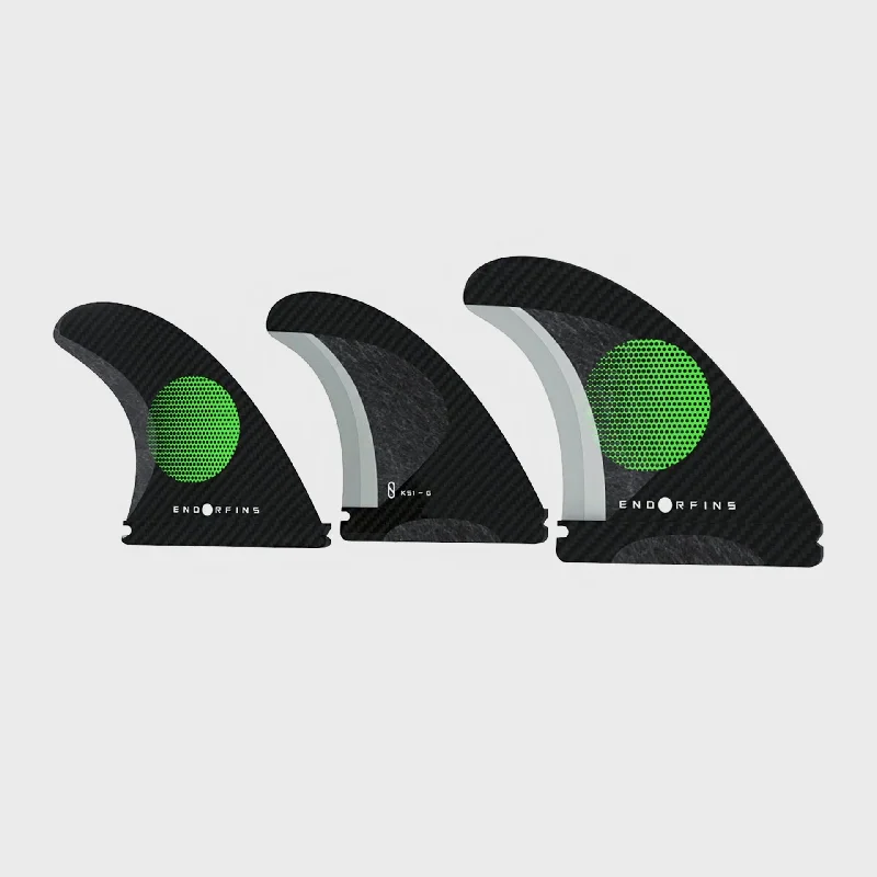 surfboard fins for large wave conditions-Firewire Endorfins KS1 3 Fin Set - Single Tab (Small) - Black/Green