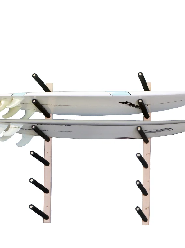 best surfboard accessories for beginners-Surfboard Wall Rack - Wooden 6 Surfboard