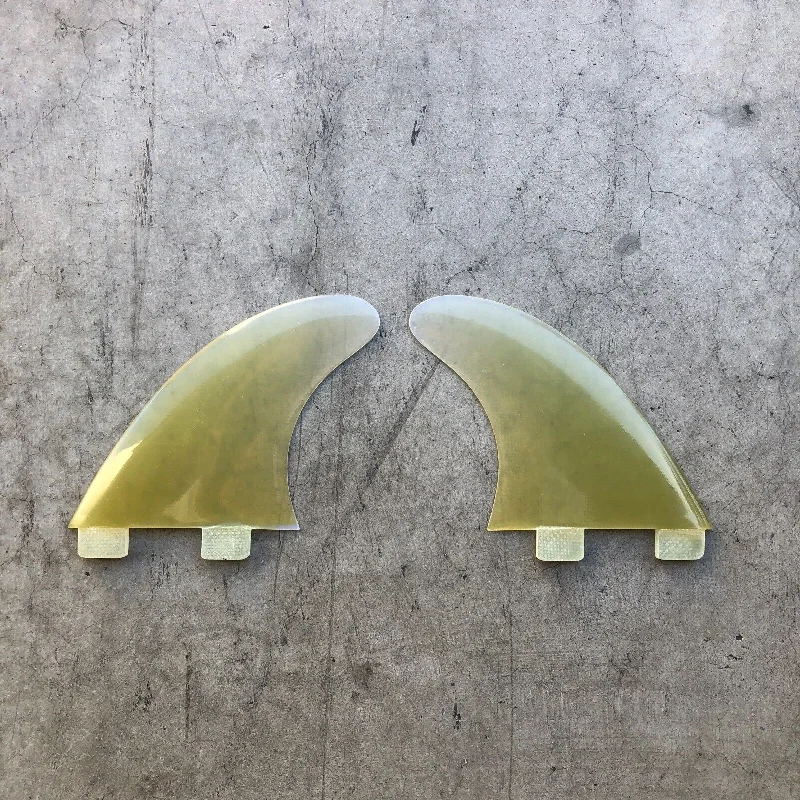 surfboard fins for smoother turns-FCS1 Yellow Fiberglass Sidebite rail Fins 4.13" x 3.88"