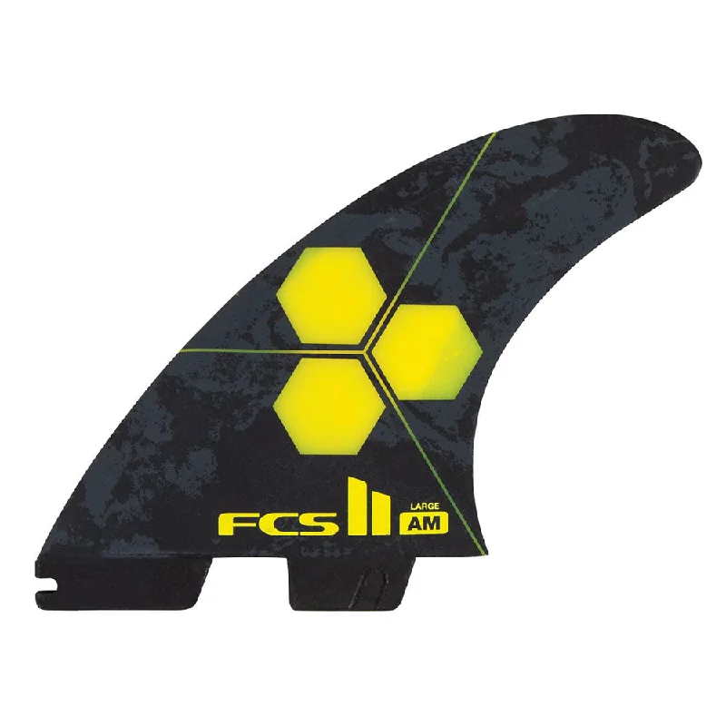 surfboard fins for lightweight handling-FCS II AM PC Large Tri Quad Fin Set - Yellow