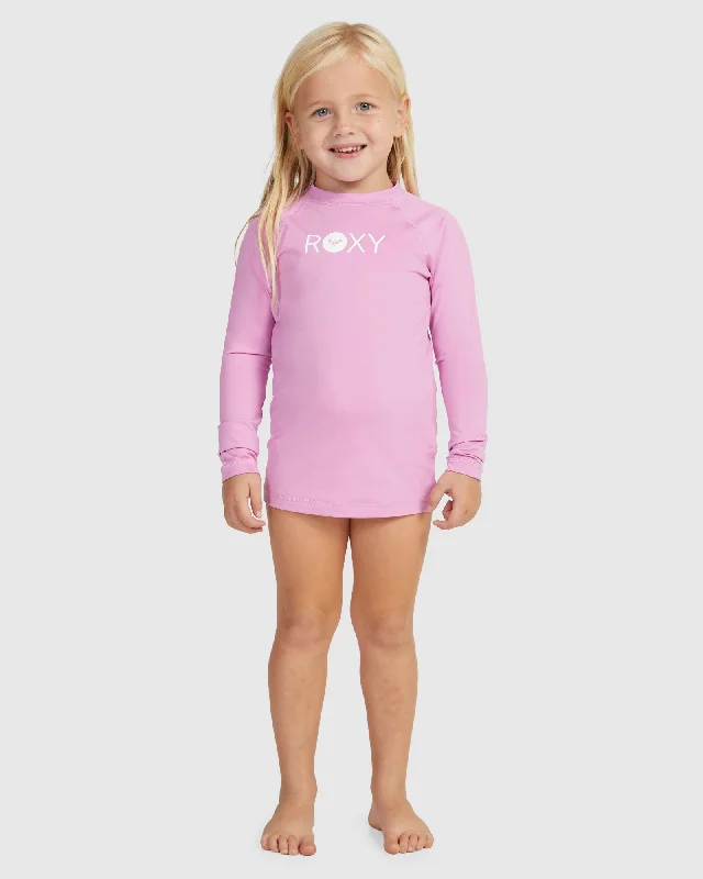 surf clothing with reflective elements for safety-Girls Essential Ls Rashguard