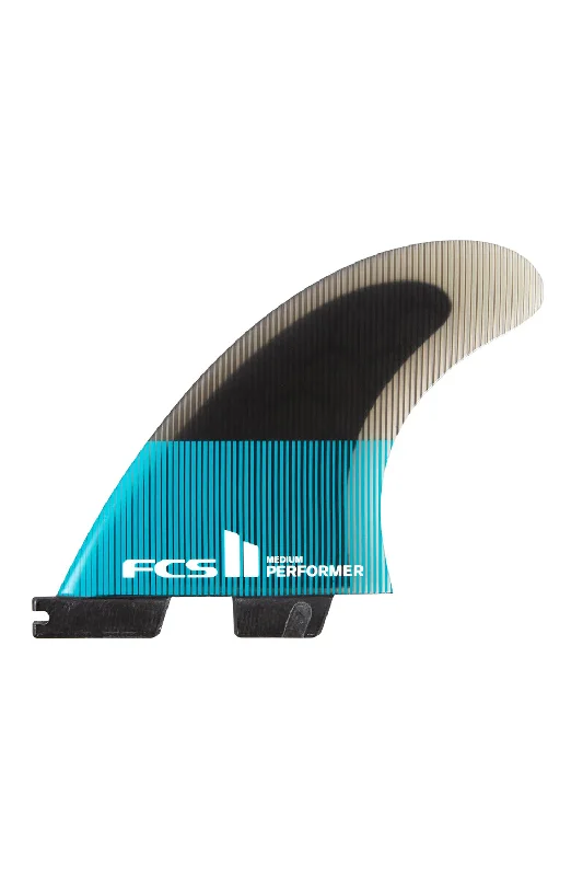 surfboard fins with easy-release systems-FCS II Performer PC XL Tri Fin Set - Teal / Black