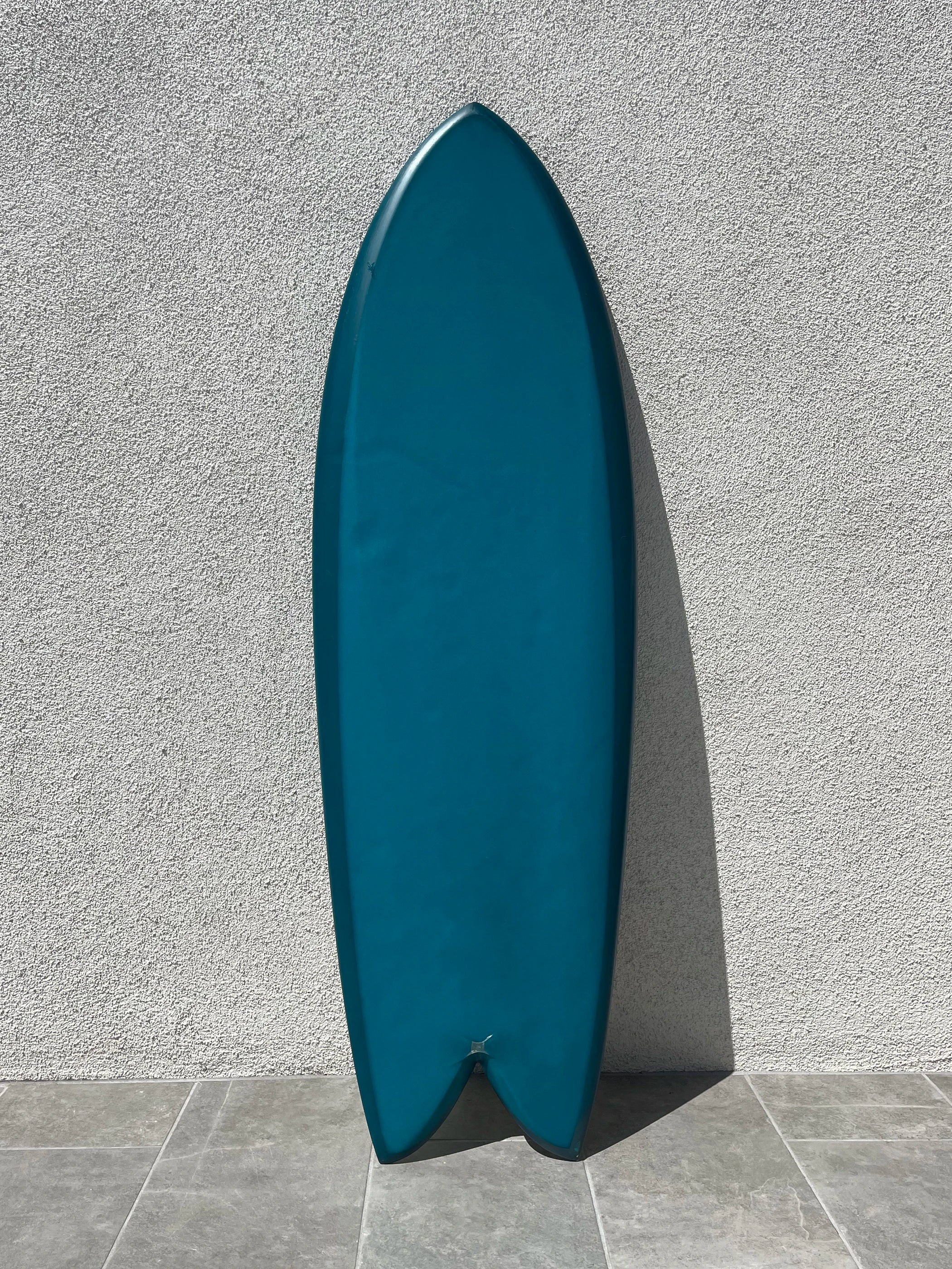 best longboard surfboards for trimming-Derrick Disney | 5’5” Fish Teal Surfboard (USED)