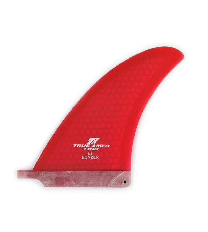 surfboard fins with deep rake for better grip-Bonzer Red Hexcore 6.75