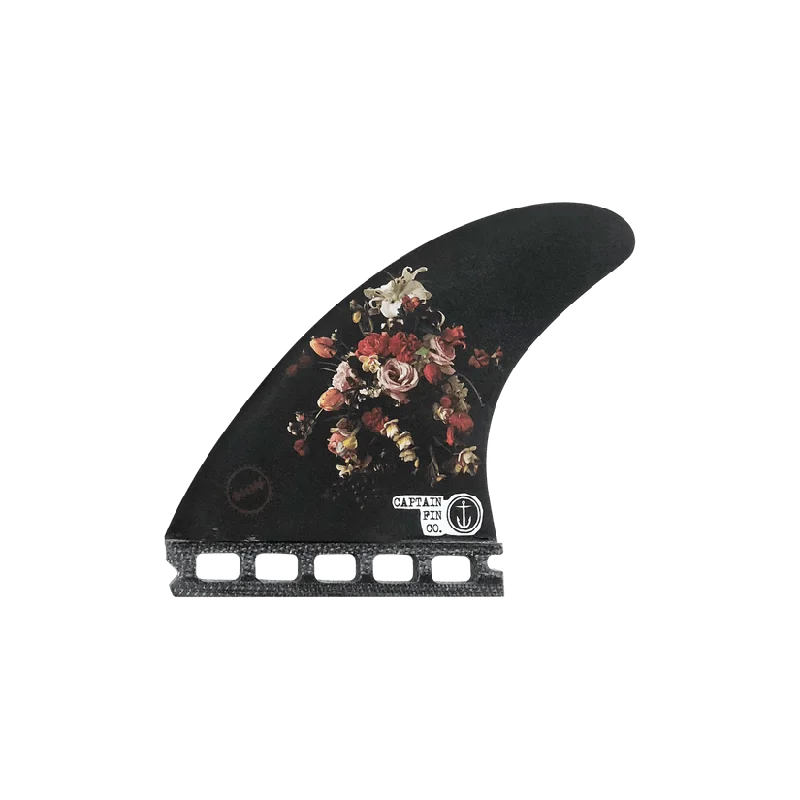 surfboard fins with a thruster setup-Captain Fin Dion Agius Flower Single Tab Surfboard Fin - Black