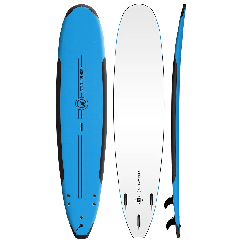 longboard surfboards with modern performance features-Storm Blade SSR 9'0 Soft Surfboard - Azure Blue