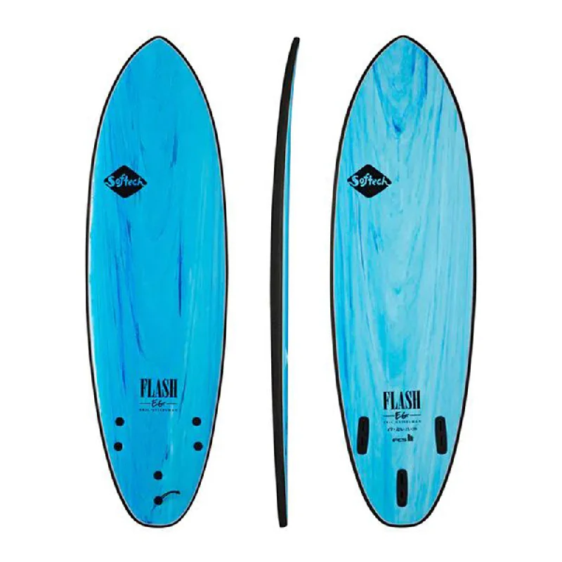 longboard surfboards with a thick nose for enhanced paddle power-Softech Flash Eric Geiselman FCS 6'6 Soft Surfboard-Aqua Marble