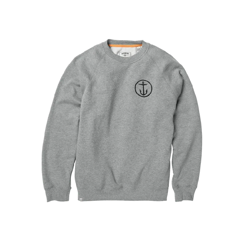 surfboard fins for low-speed control-Captain Fin Mens Shweaty Anchor Crew Sweatshirt - Heather Grey