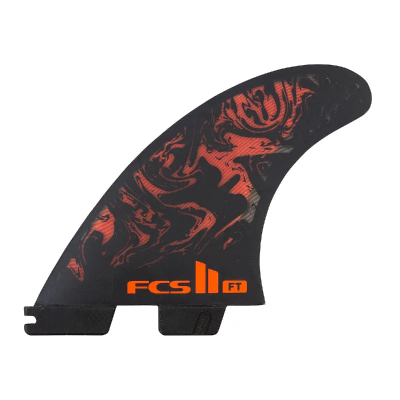 best surfboard fins for beginners-FCS II Filipe Toledo PC Tri Fin Set - Red/Black - Large