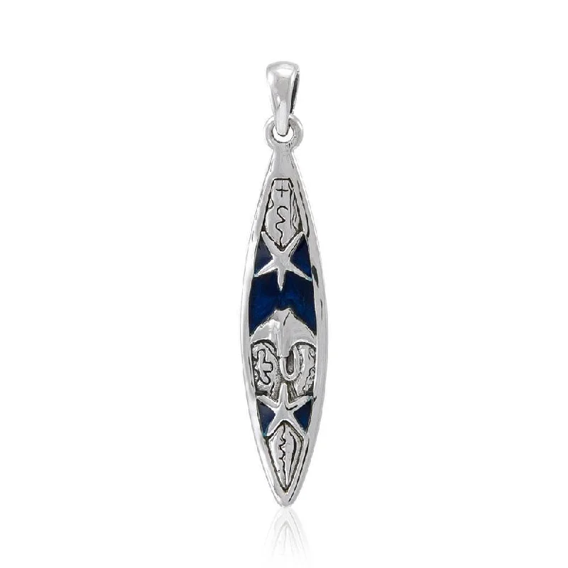 longboard surfboards with an old-school aesthetic-Sea Life-inspired Surfboard ~ Sterling Silver Pendant Jewelry TP2941