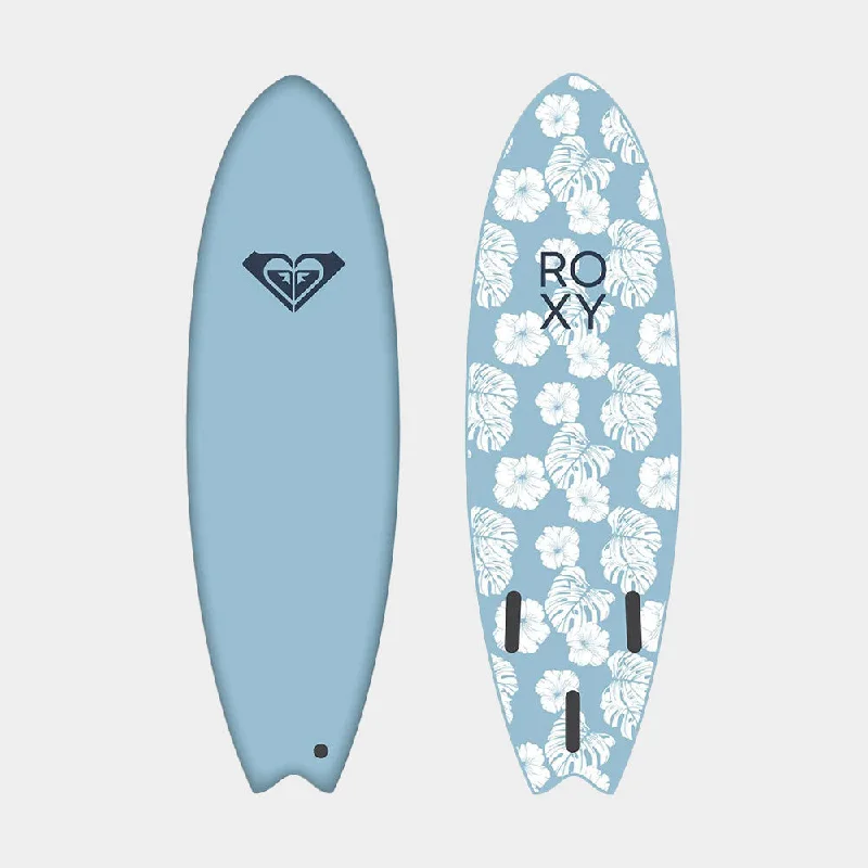 surfboard wax for better grip-Roxy Soft Bat 6'0" Fish Surfboard - Blue Ocean