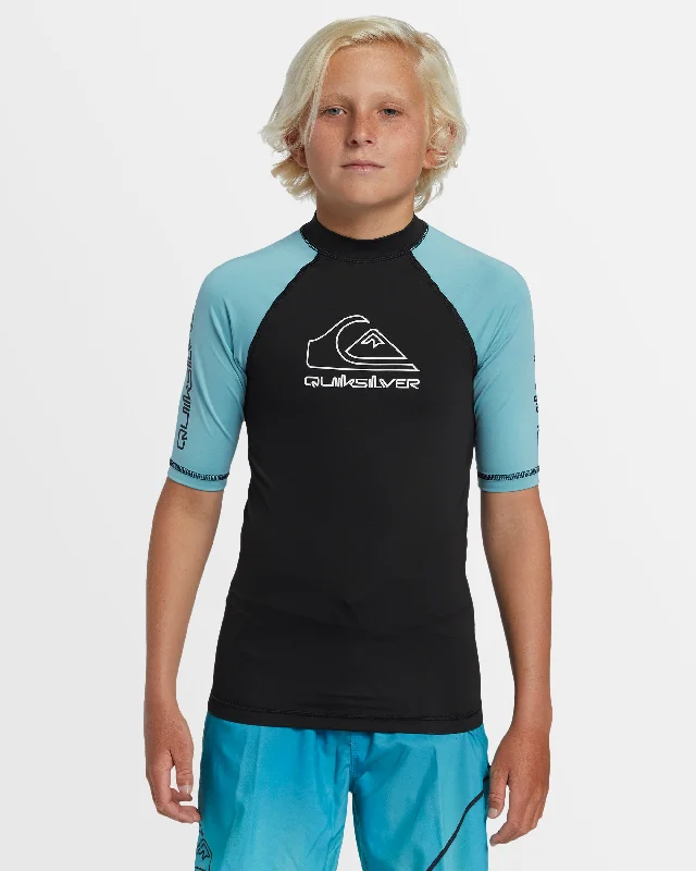 surf clothing for sunny days-Boys 8-16 On Tour Short Sleeve Rash Vest