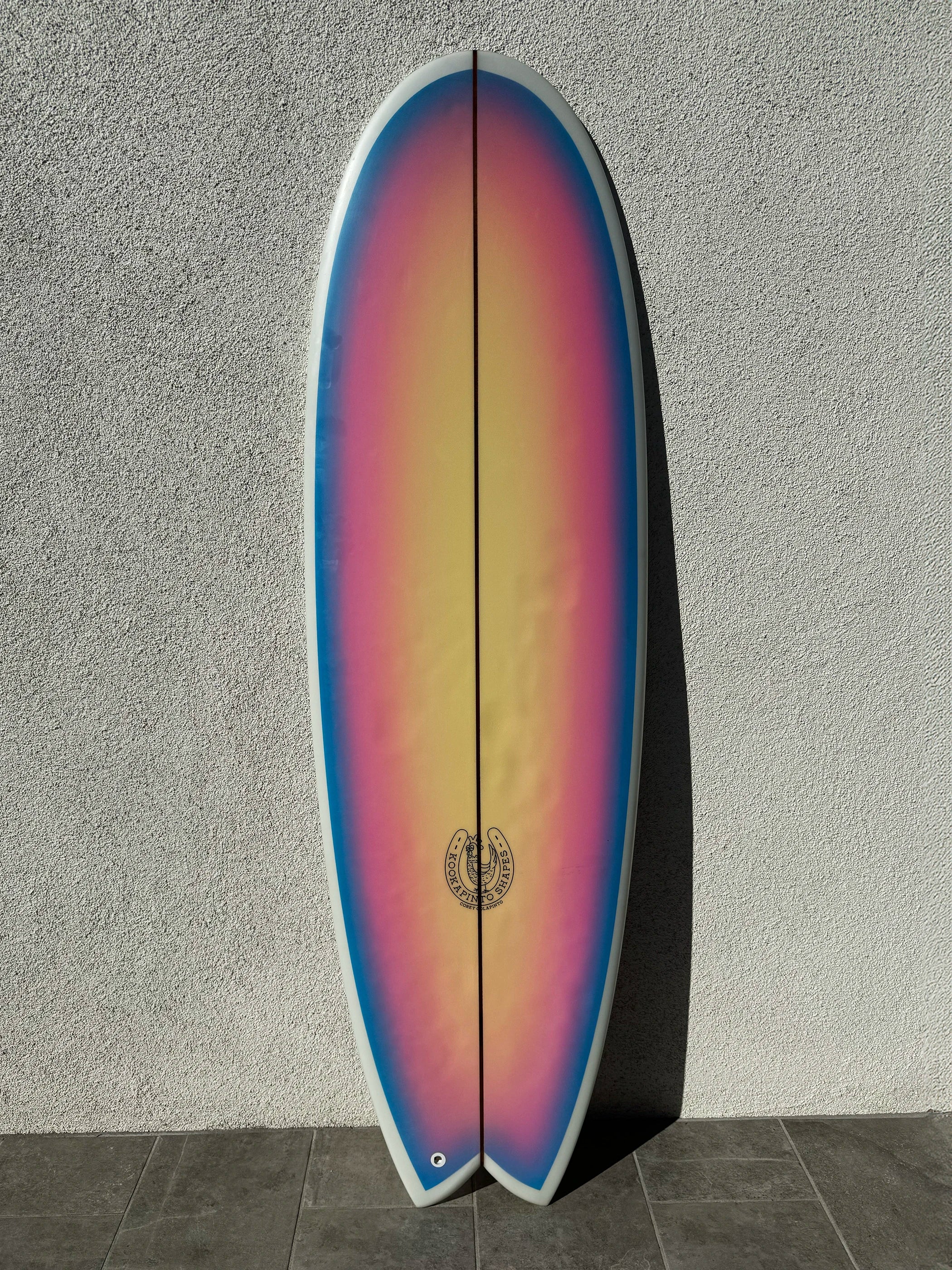 longboard surfboards with high-quality construction-Kookapinto Shapes | 6’3” Fishy Noserider Pink Blue Surfboard (USED)