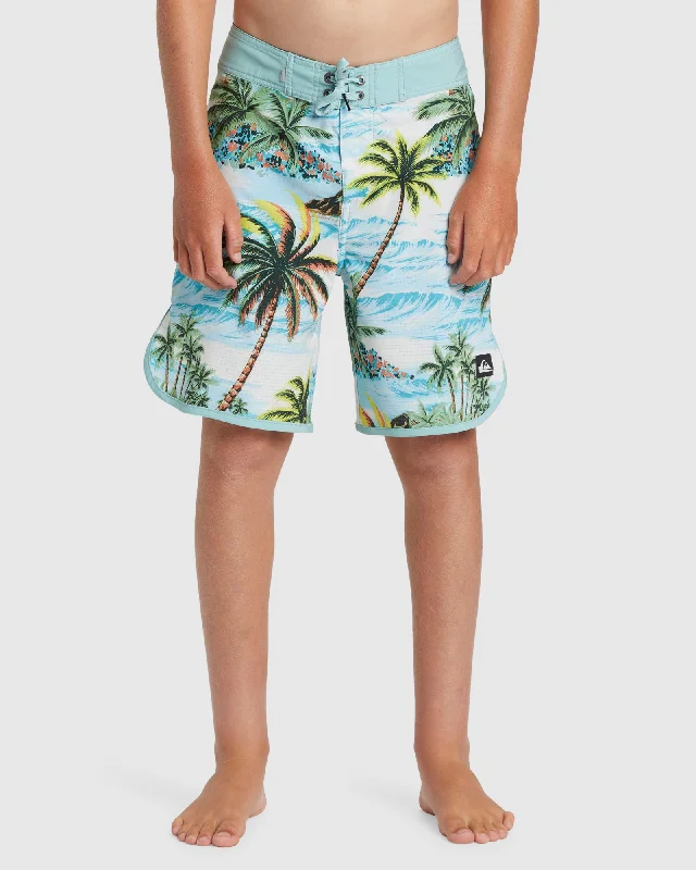 surf clothing for versatile use-Boys 8-16 Highline Scallop Boardshorts