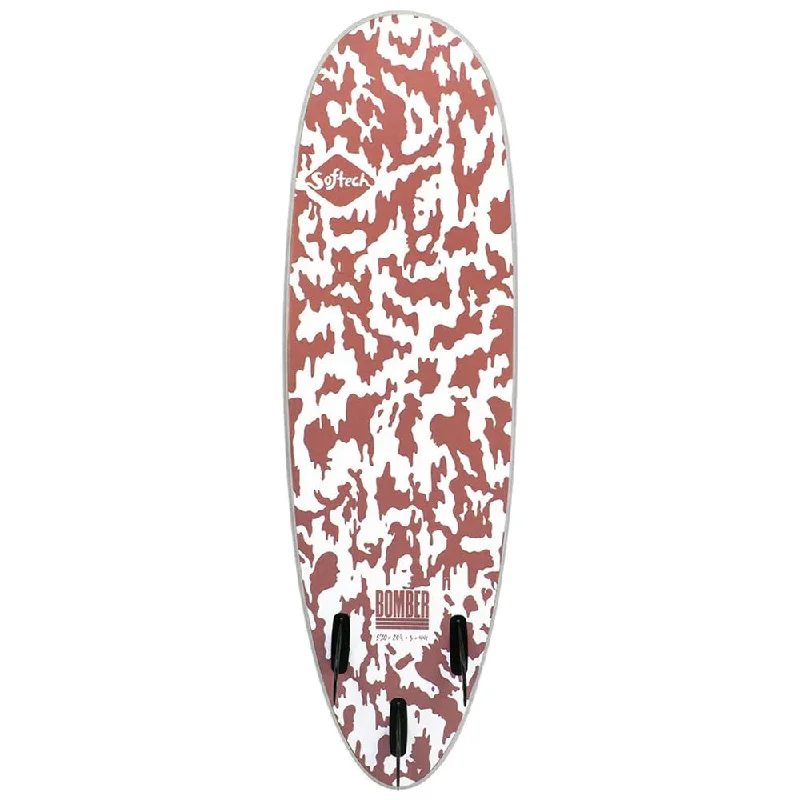 longboard surfboards with reliable traction-FCS Bomber FCS II 6'4 Grey/Dusty Red Softtech Surfboard