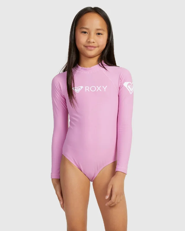 comfortable surf clothing for casual wear-Girls Heater Ls Onesie Rashguard