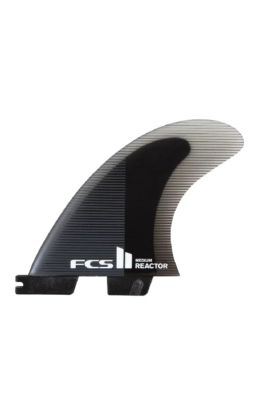 best surfboard fins for beginners-FCS II Reactor PC Large Tri Fin Set- Charcoal / Black