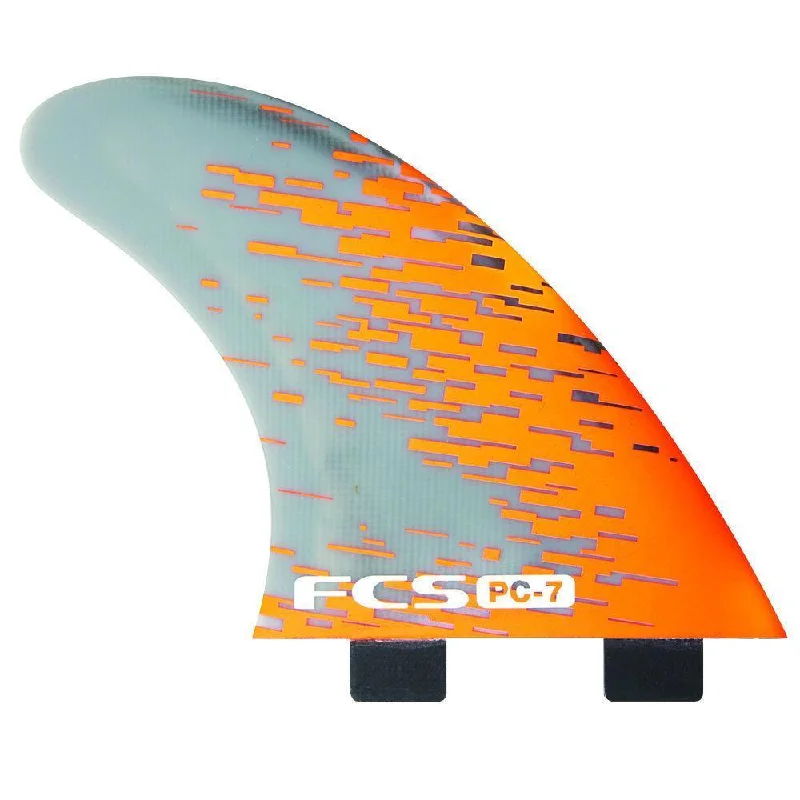 surfboard fins for enhancing surf performance-FCS PC-7 Orange Smoke Tri Retail Fins