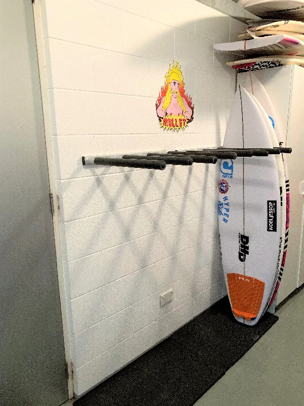 surfboard wax for better grip-Surfboard Wall Rack VERTICAL (or SUP) - Quad - Aluminium