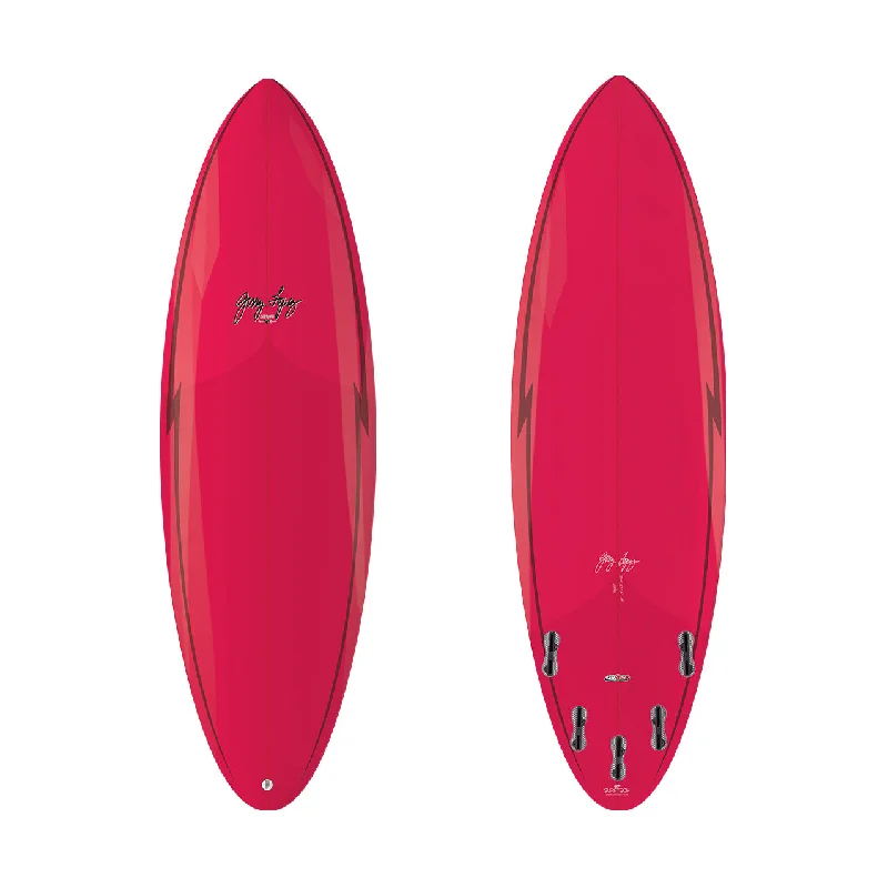 surf clothing for beach workouts-6’4” Gerry Lopez - Squirty - True Ride Poly - Red - FCSll (5 fin)