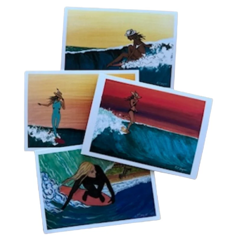 surf clothing for female athletes-She Dances on water - blank cards