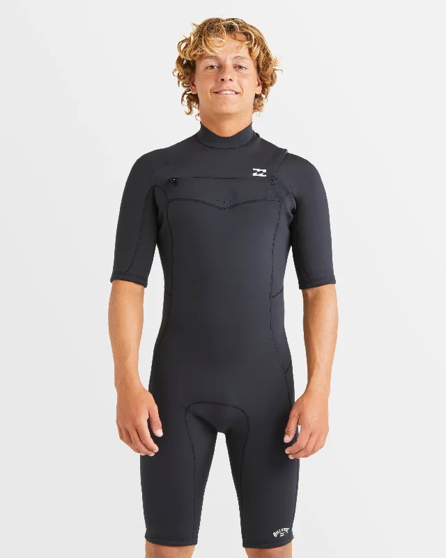 surf clothing with anti-sunburn protection-Mens 2/2mm Absolute Natural Chest Zip Springsuit